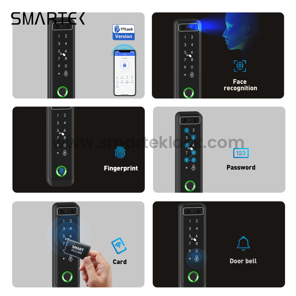 3D Face Recognition Fingerprint Code Card Waterproof IP66 DC12V Access Control System for Office Public Door Hotel Apartment