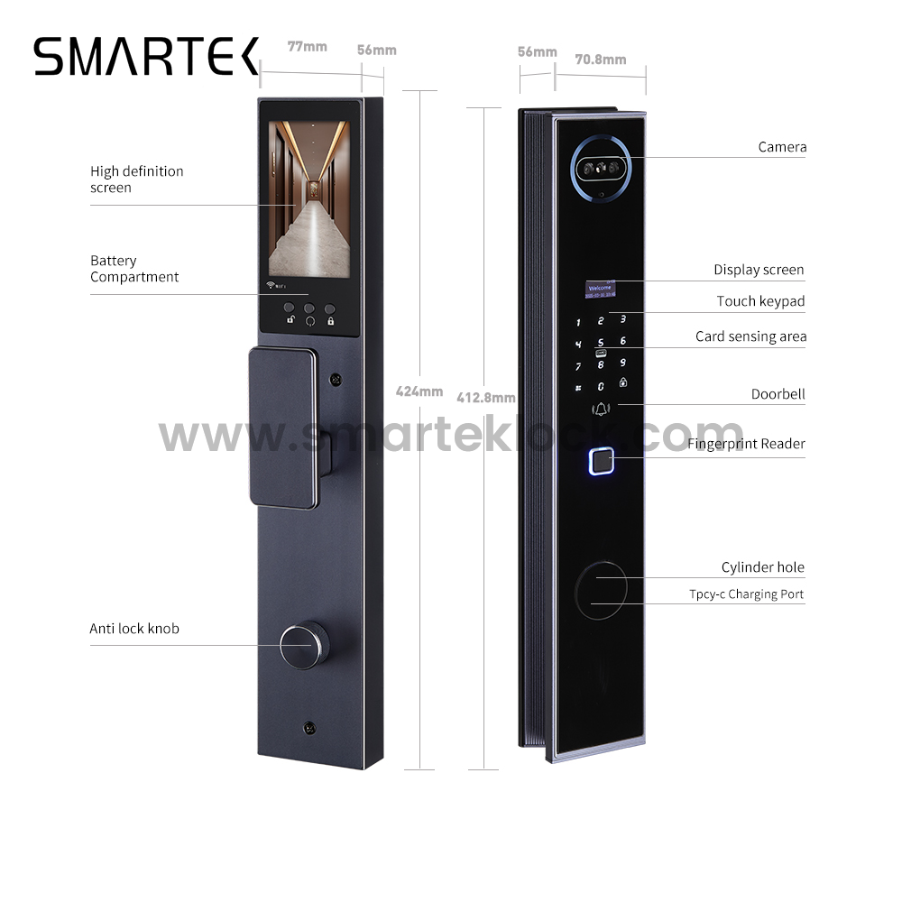 Automatic Peep Hole Lock Face Recognition Palm Vein Smart Lock