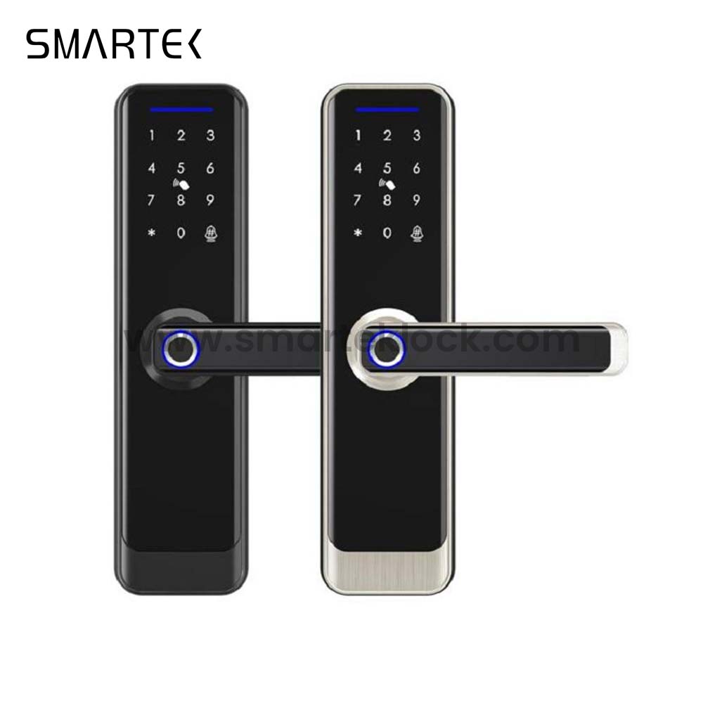 Aluminum Alloy Smart Fingerprint Digital Door Lock Biometric Keypad Tuya App Fingerprint Code Password Tempered Glass Wood Wi-Fi