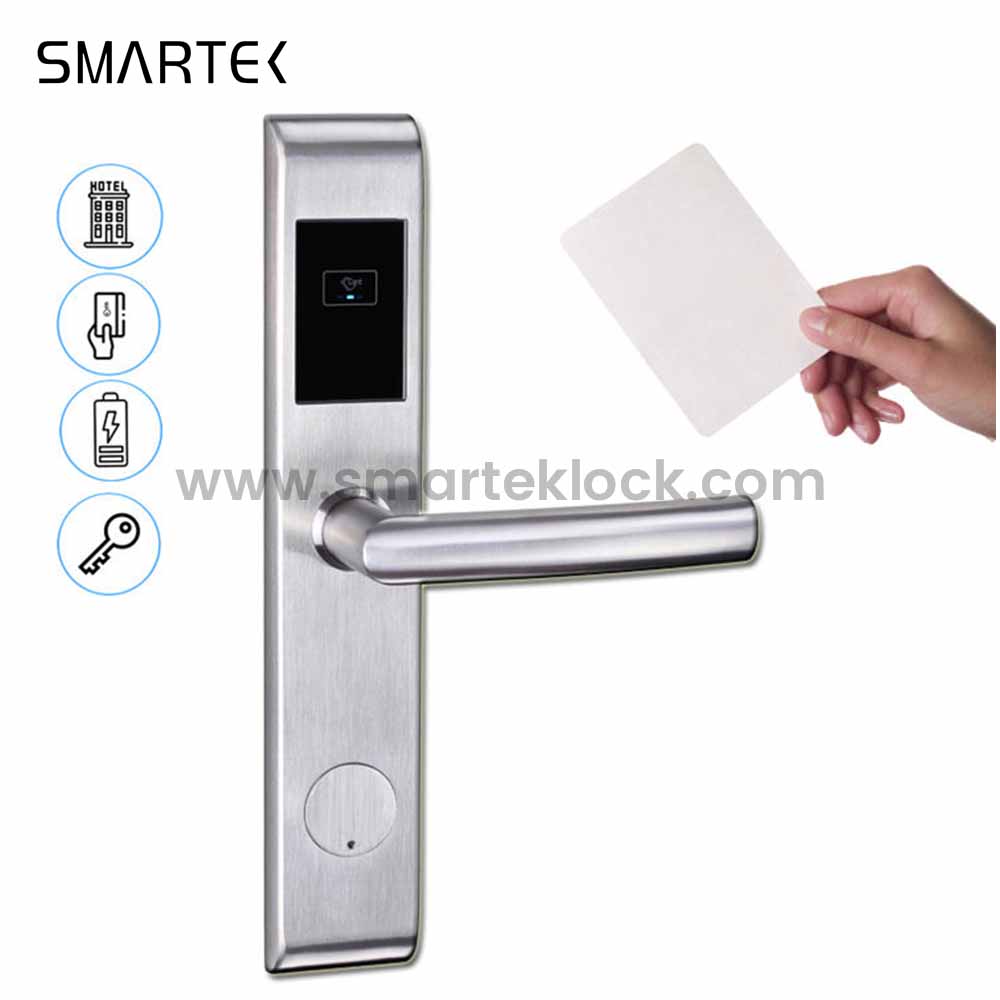 Zhongshang Smartek M800 SUS304 6V AA Battery ANSI Mortise RFID Keyless Entry Offline RF Hotel Lock System Hotel Smart Lock
