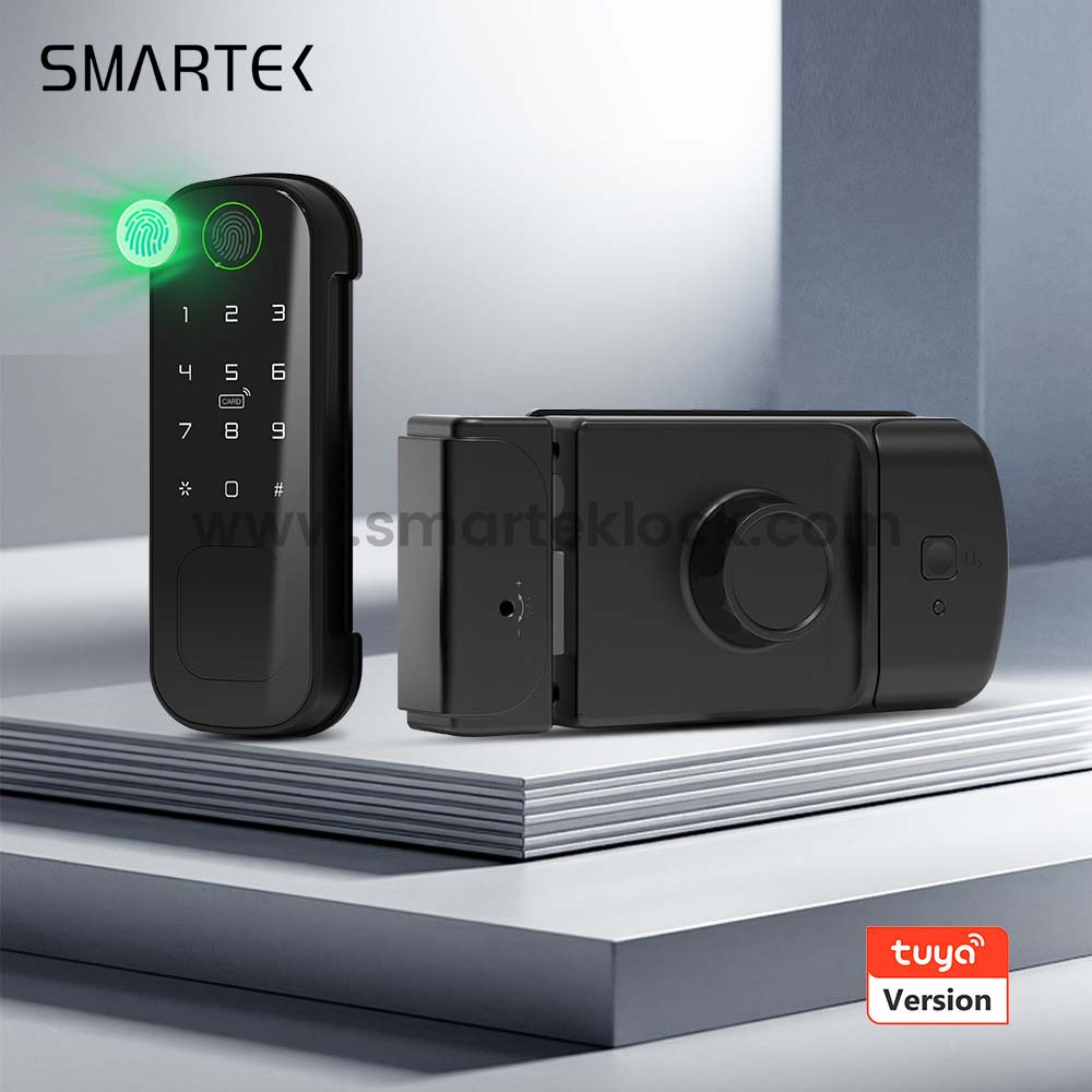 Tuya Keyless Smart Digital Rim Door Lock Waterproof Design with App Control, Ideal for Outdoor Gates and Metal Doors
