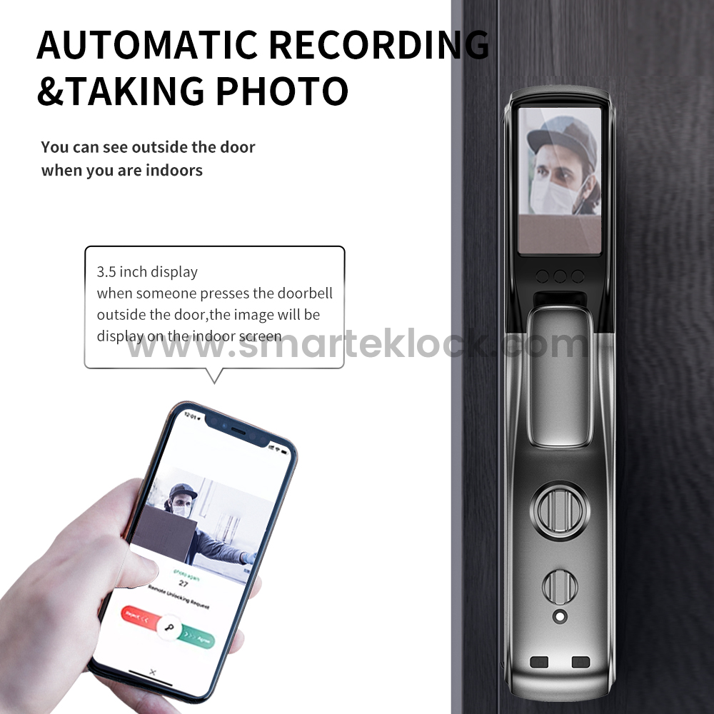 Smart Security Aluminum Alloy Electronic Keyless Waterproof Anti-Theft Digital Rechargeable Door Key Emergency Fingerprint Video