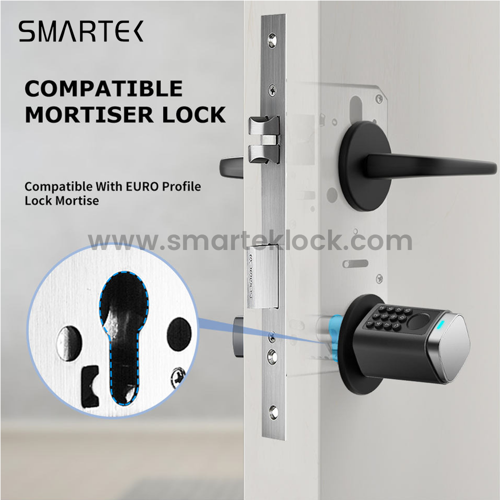 Smartek S7 Waterproof IP66 Fingerprint Physical Button Passcode RFID IC Card KEY Tuya Application Smart Cylinder for EU Types