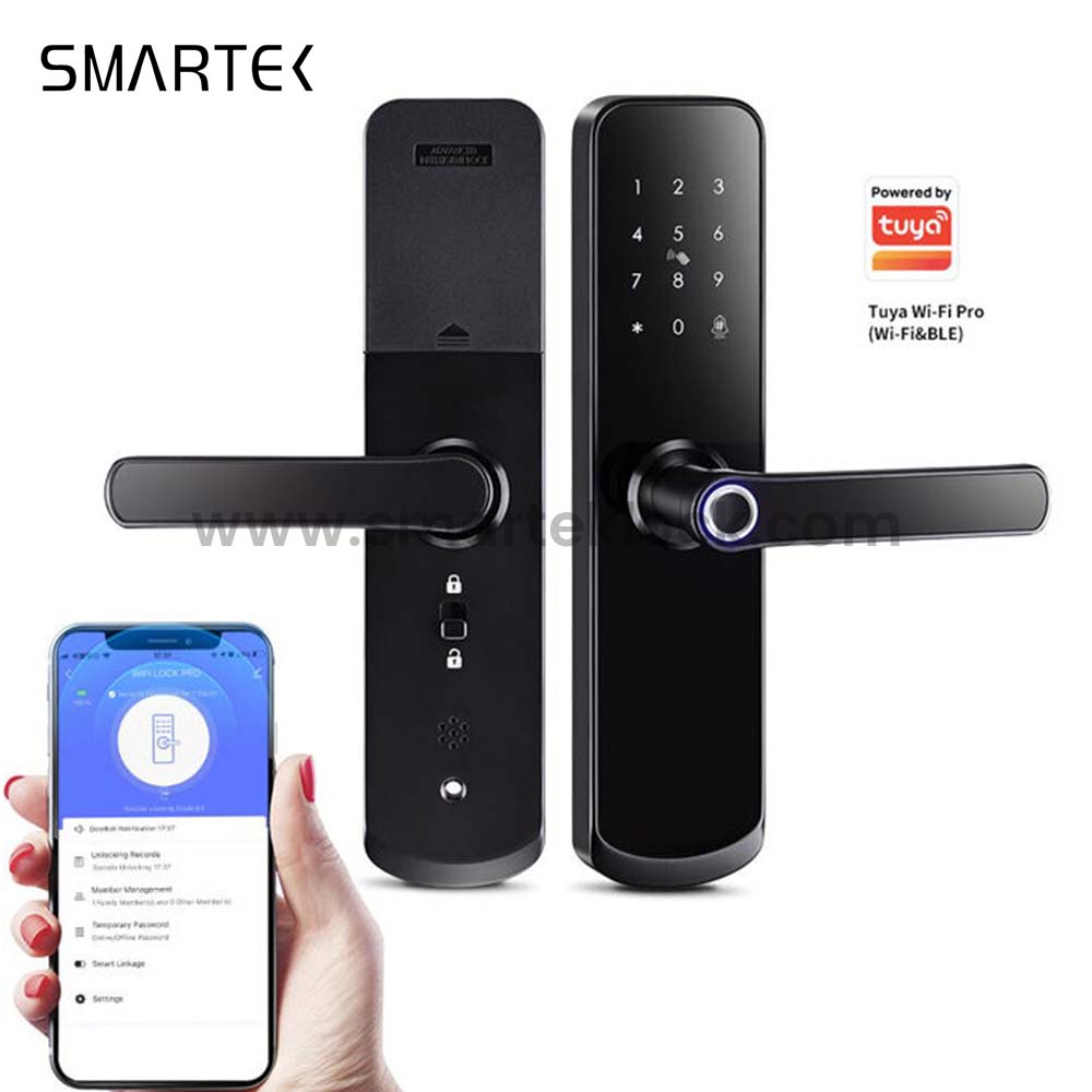 A260 TUYA Pro WiFi Smart Door Lock for Wood Doors with Fingerprint TUYA App & Cloud Automatic Entry
