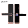 Aluminum Alloy Smart Fingerprint Digital Door Lock Biometric Keypad Tuya App Fingerprint Code Password Tempered Glass Wood Wi-Fi