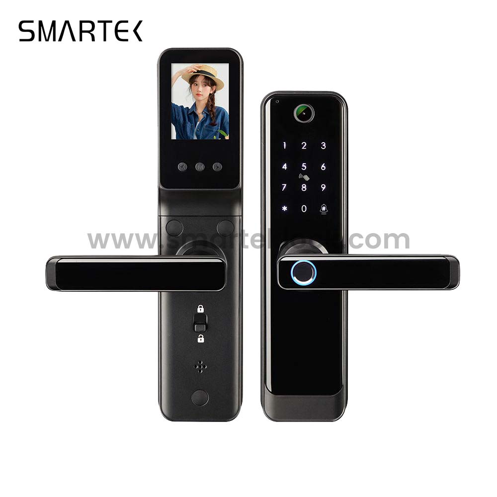 Waterproof Wood Apartment Video Intercom Smart Digital System smart door lock with tuya security camera and wifi with key