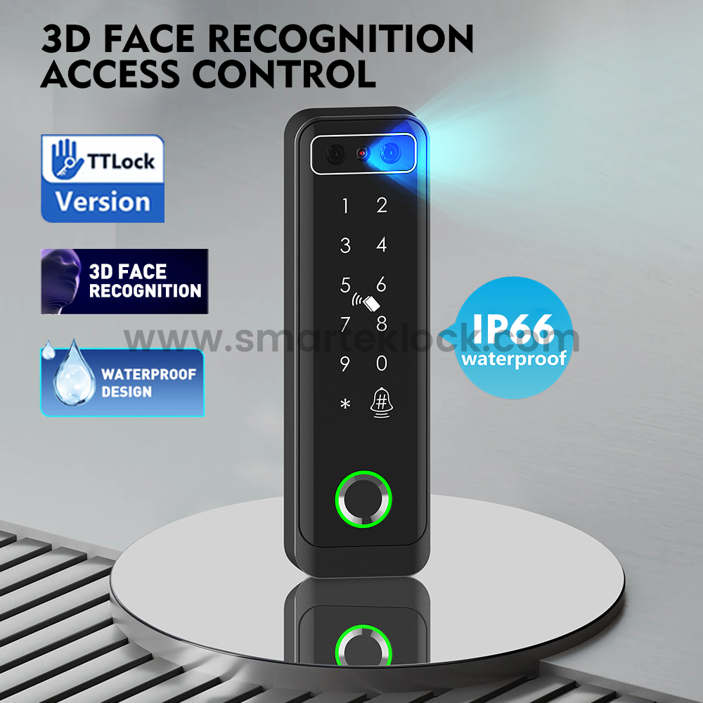 3D Face Recognition Fingerprint Code Card Waterproof IP66 DC12V Access Control System for Office Public Door Hotel Apartment