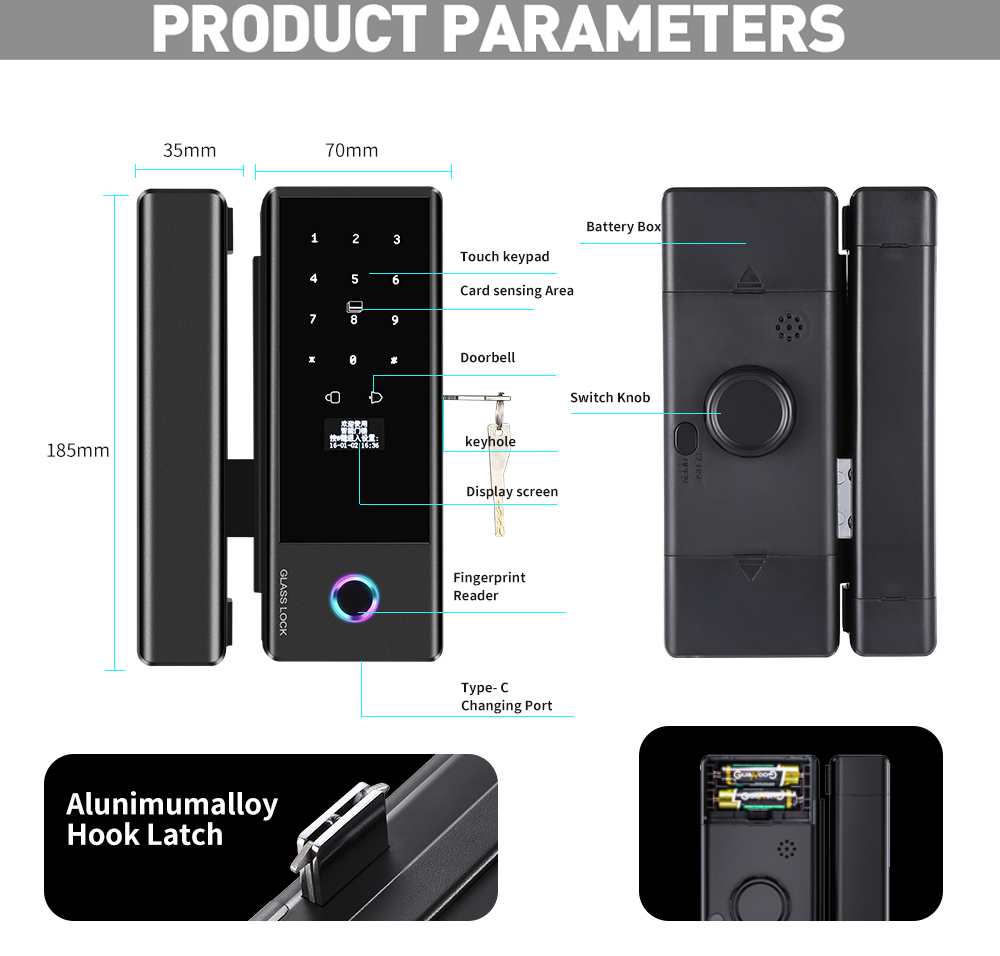 Smartek A9 smart glass door lock front view.jpg