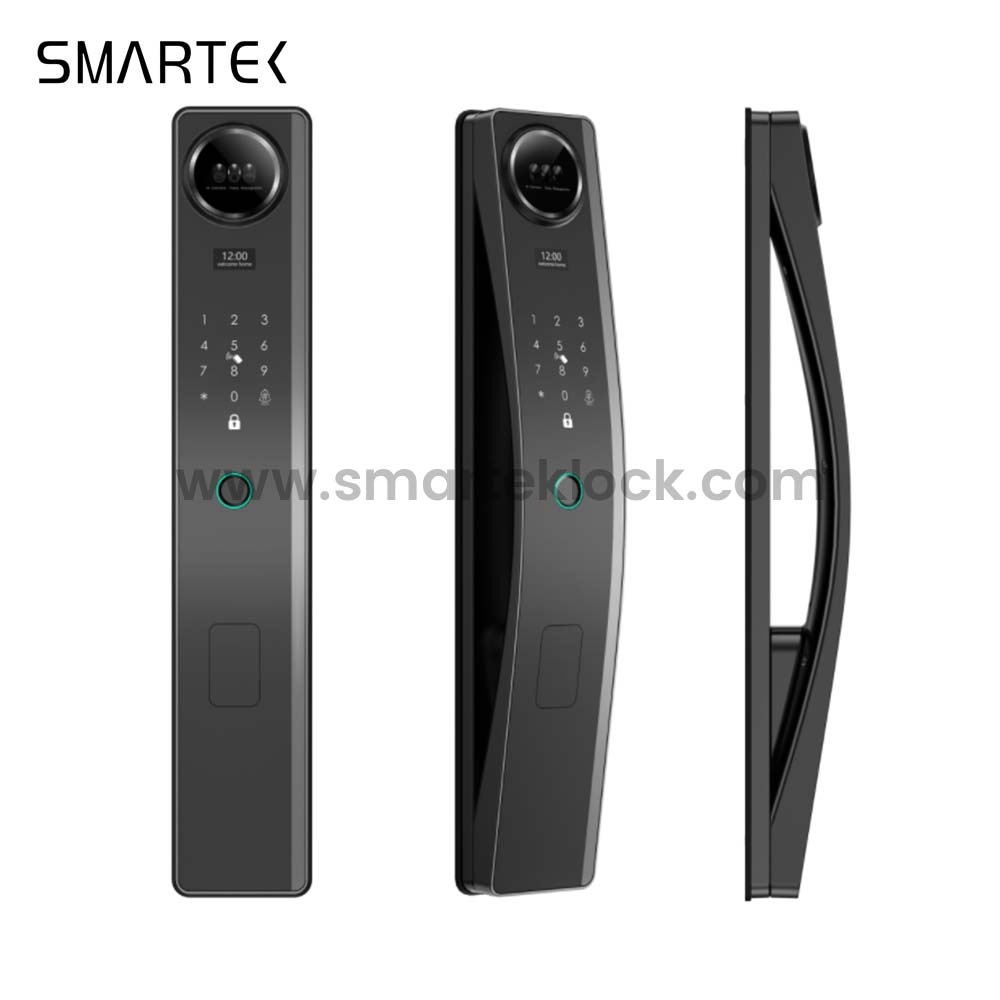Smartek economic digital automatic door no handle tuya smart camera 3d face recognition smart door lock
