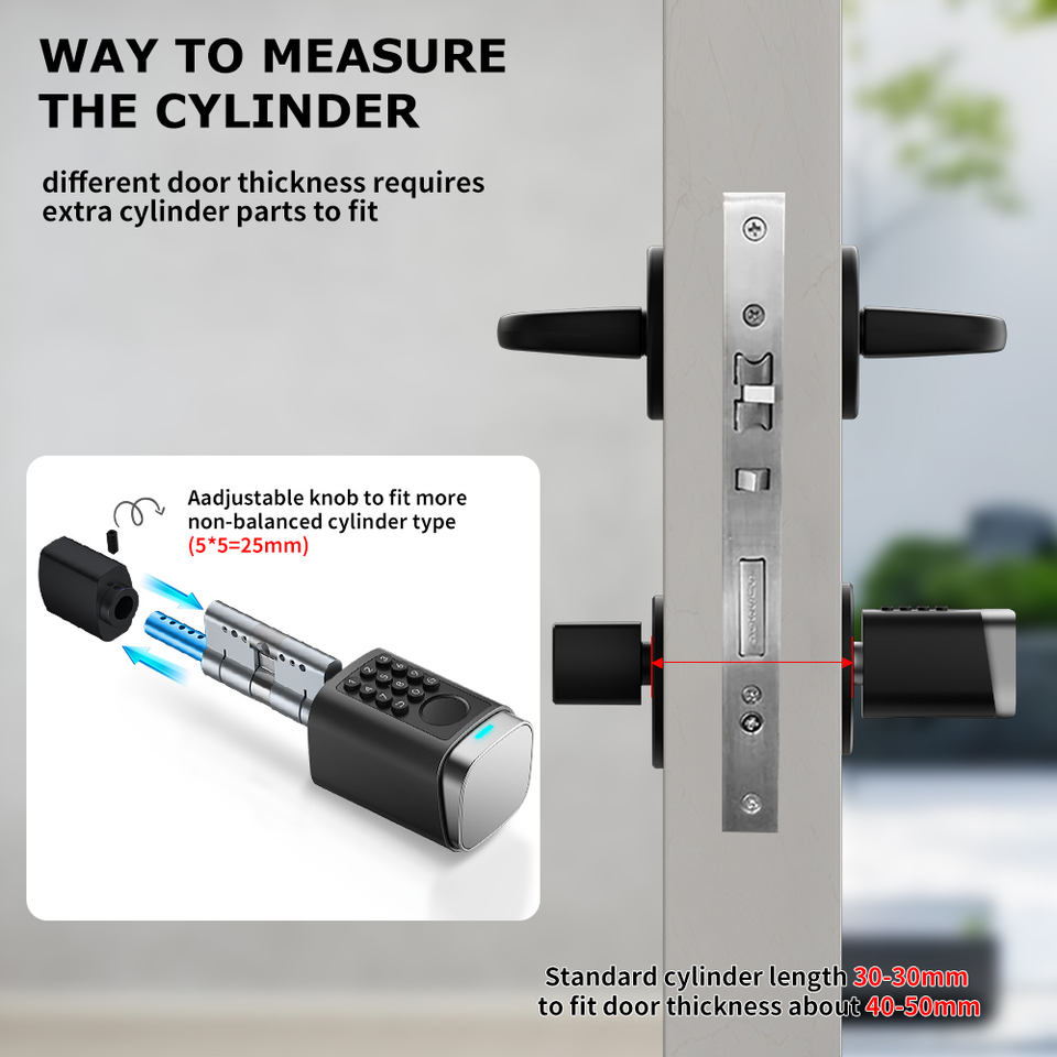 Smartek S7 Waterproof IP66 Fingerprint Physical Button Passcode RFID IC Card KEY Tuya Application Smart Cylinder for EU Types