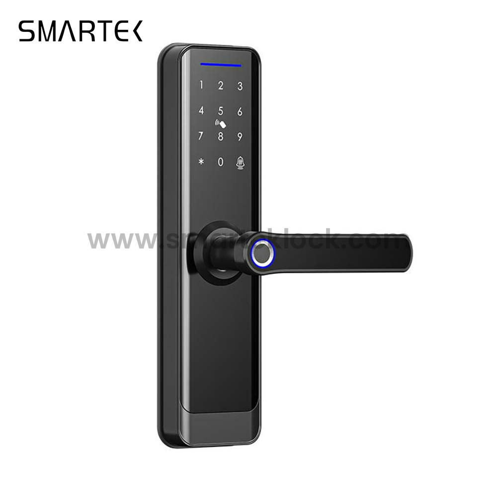 Aluminum Alloy Smart Fingerprint Digital Door Lock Biometric Keypad Tuya App Fingerprint Code Password Tempered Glass Wood Wi-Fi