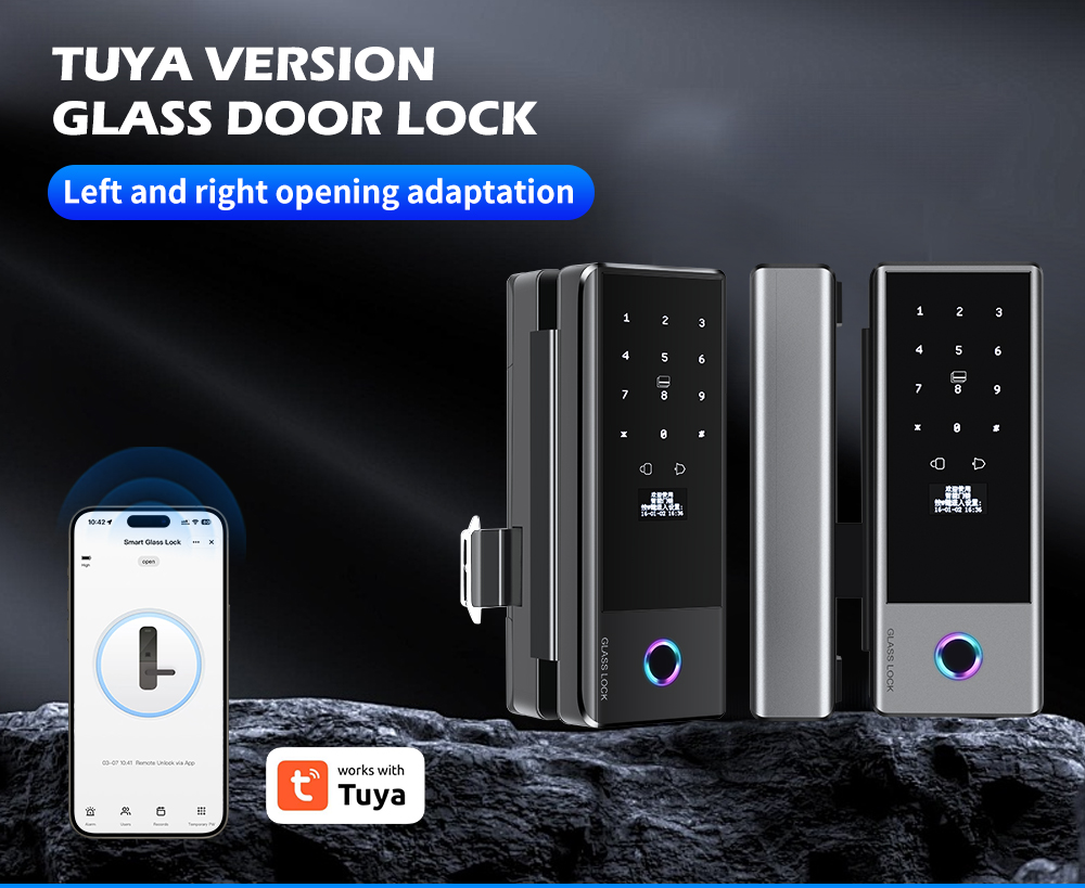 Tuya WiFi fingerprint smart lock for glass door