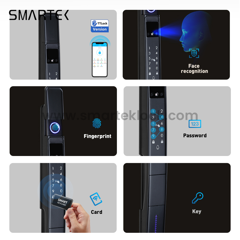 Smartek Tuya Camera Auto Lock A216 Face Recognition Wifi Electronic Fingerprint Keyless Password Outdoor Waterproof Smart Lock 