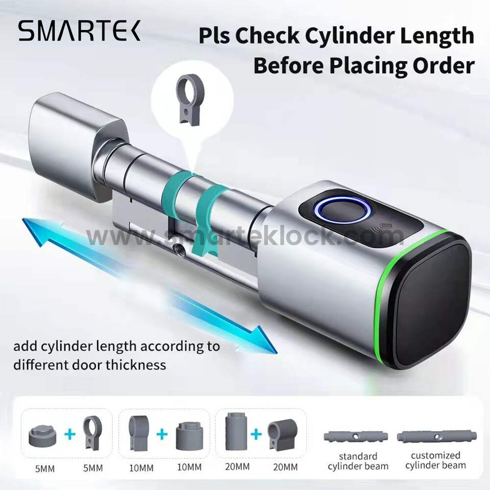 Portable Intelligent Biometric Fingerprint Cylinder Lock Tuya Smart Lock for Cloud Steel/Brass/Glass Aluminum Alloy Glass