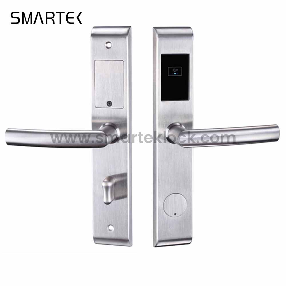 Zhongshang Smartek M800 SUS304 6V AA Battery ANSI Mortise RFID Keyless Entry Offline RF Hotel Lock System Hotel Smart Lock