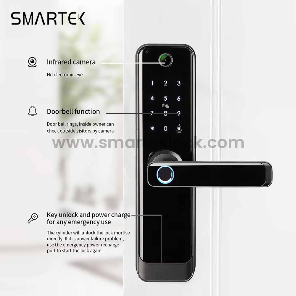 Waterproof Wood Apartment Video Intercom Smart Digital System smart door lock with tuya security camera and wifi with key