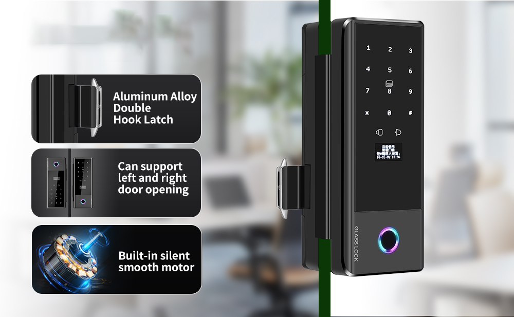 Biometric fingerprint glass door smart lock