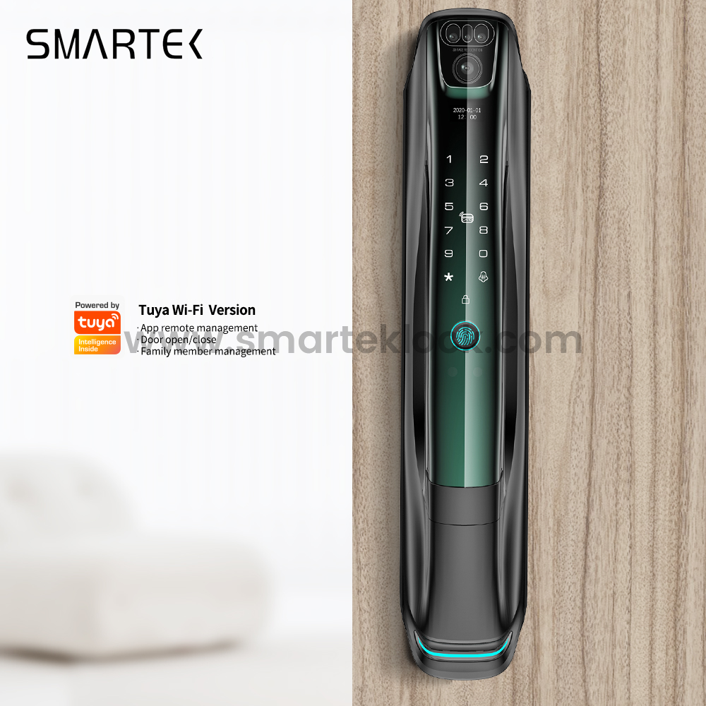 SMARTEK i9 Waterproof Camera Automatic Tuya APP Wi-Fi Record Video 3D Face Recognition Smart Door Lock with Eye Scanner