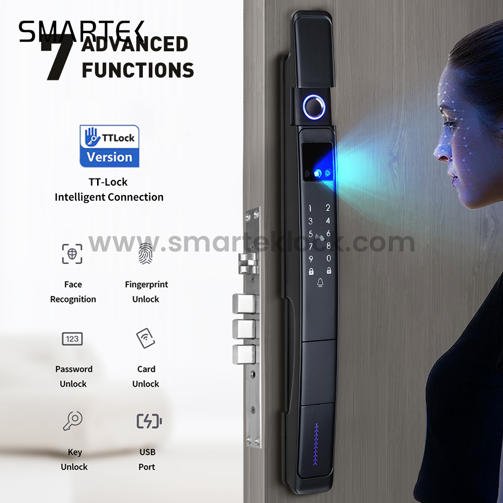 Smartek Tuya Camera Auto Lock A216 Face Recognition Wifi Electronic Fingerprint Keyless Password Outdoor Waterproof Smart Lock 