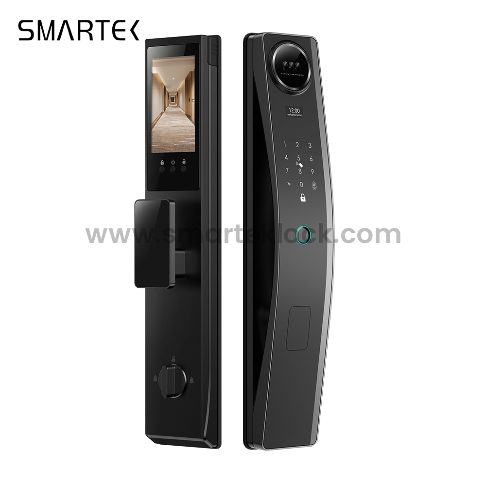 Smartek economic digital automatic door no handle tuya smart camera 3d face recognition smart door lock