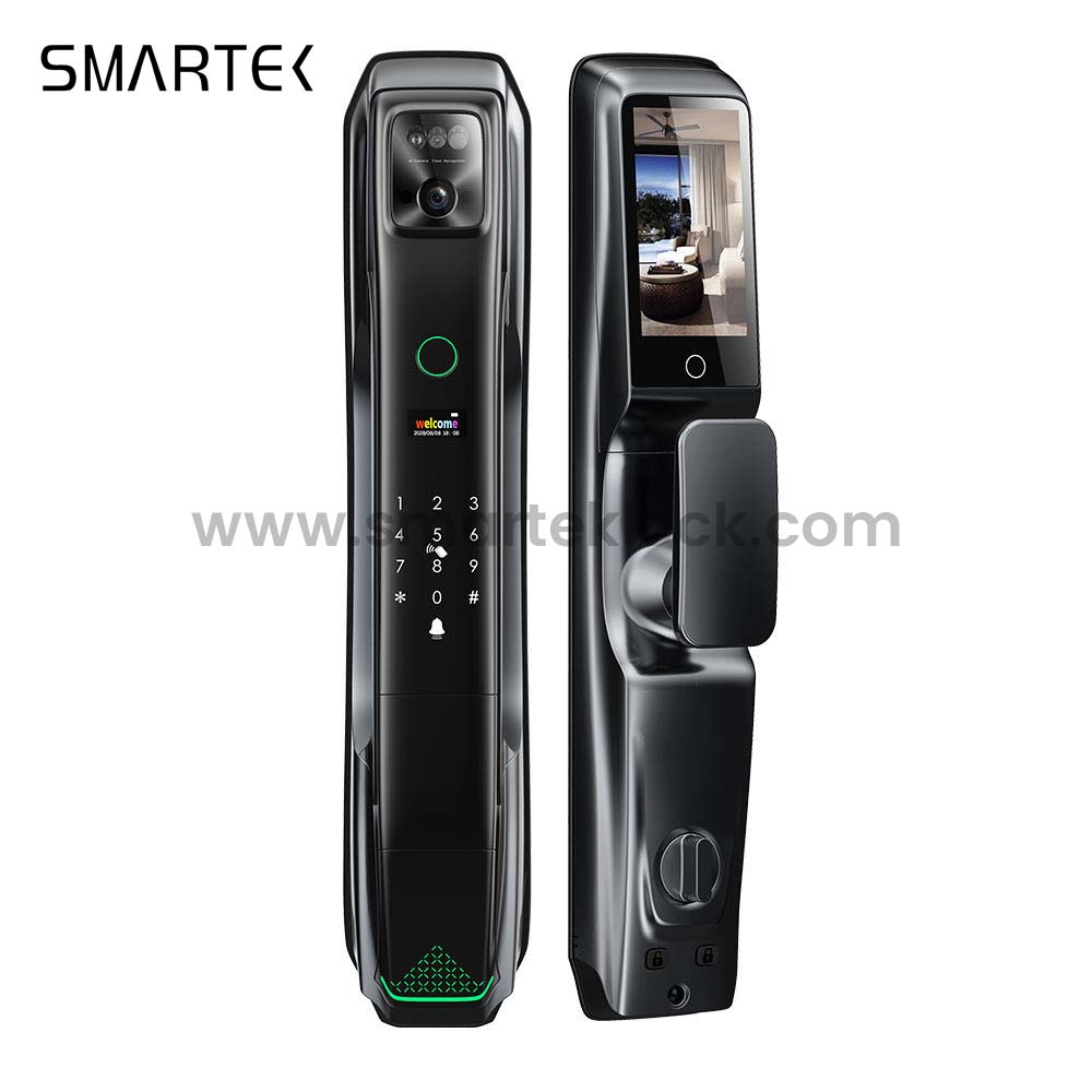SMARTEK I8 IP54 Camera Full Automatic Tuya APP Wi-Fi WBRL Whole Live Video 3D Face Recognition Smart Door Lock with Eye Scanner