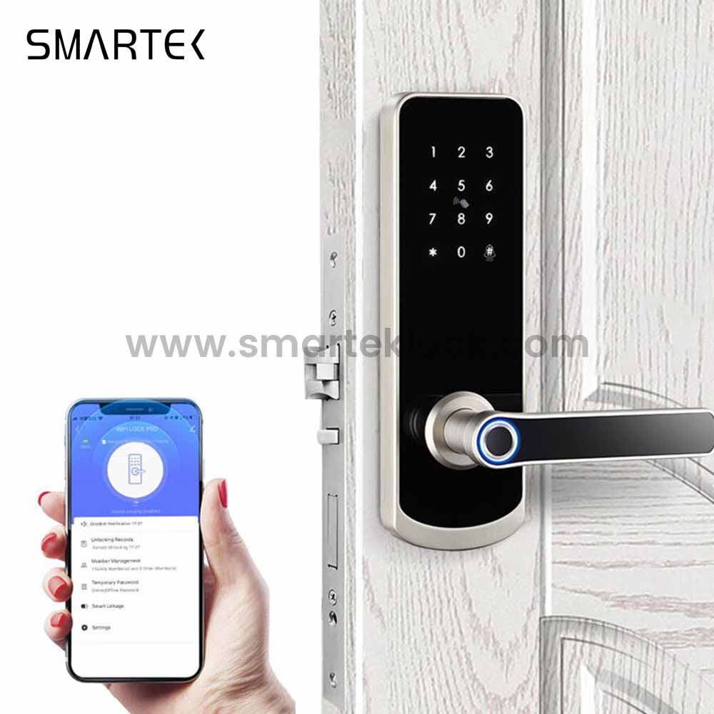 Hot Selling Smartek Electric KeyPad Smart Fingerprint Handle Door Locks for Home With Doorbell
