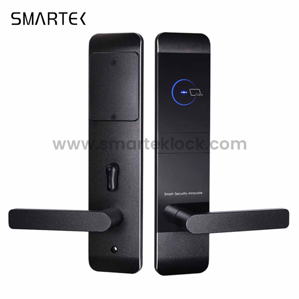 Smartek E900 Aluminum Alloy CE FCC RoHS 4.8V Power Alarm 6V Battery Hotel Rfid Lock System Key Card Hotel Electronic Door Locks