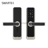 Aluminum Alloy Smart Fingerprint Digital Door Lock Biometric Keypad Tuya App Fingerprint Code Password Tempered Glass Wood Wi-Fi