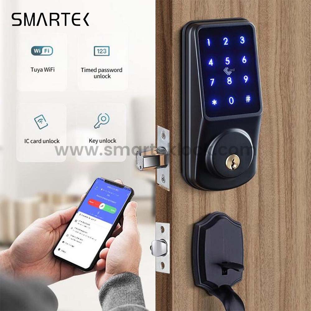 For A290-TTlock Electronic Front Door Lock Biometric Fingerprint App Control Digital Smart Lock for Aluminum Steel Doors