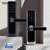 Aluminum Alloy Smart Fingerprint Digital Door Lock Biometric Keypad Tuya App Fingerprint Code Password Tempered Glass Wood Wi-Fi