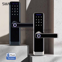 Aluminum Alloy Smart Fingerprint Digital Door Lock Biometric Keypad Tuya App Fingerprint Code Password Tempered Glass Wood Wi-Fi